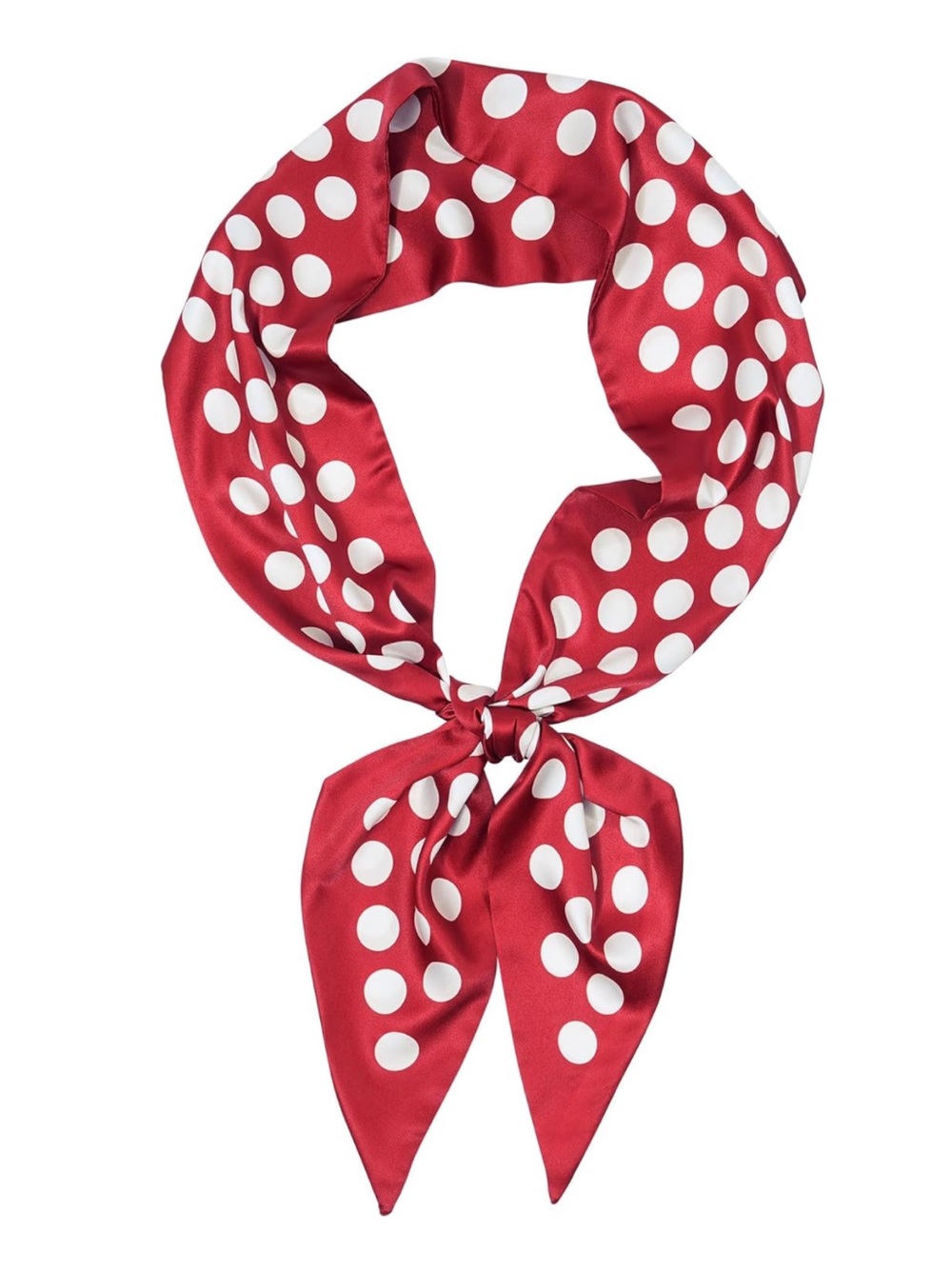 Red & White Polka Dot Satin Neck Scarf (8654) NWOT